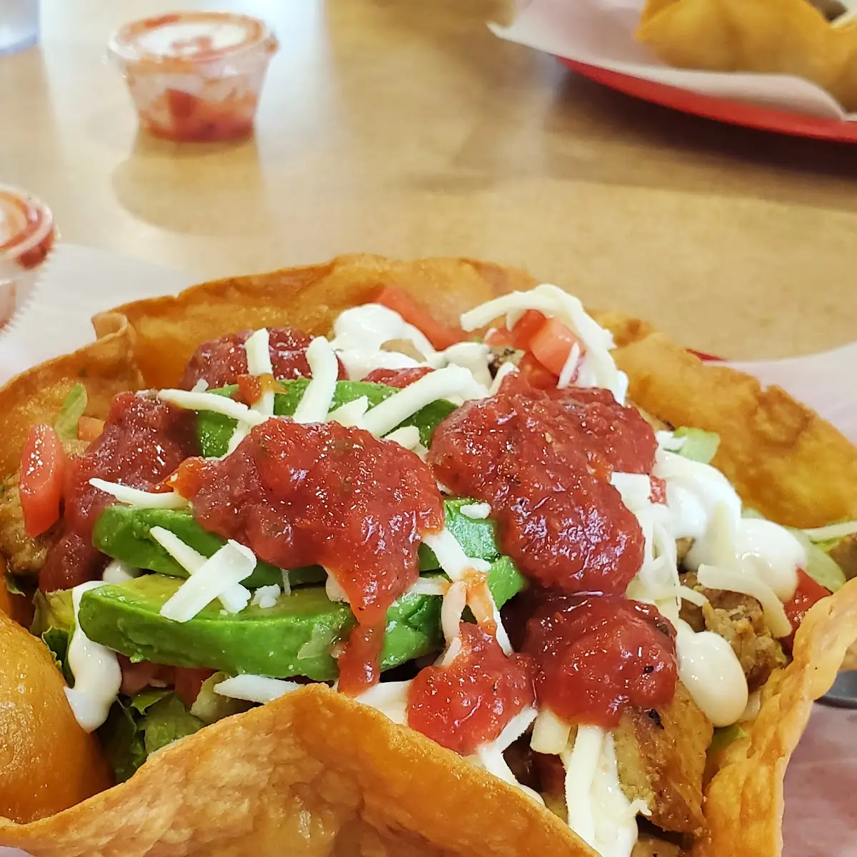 Chicken Taco Salad with Avocado Slices