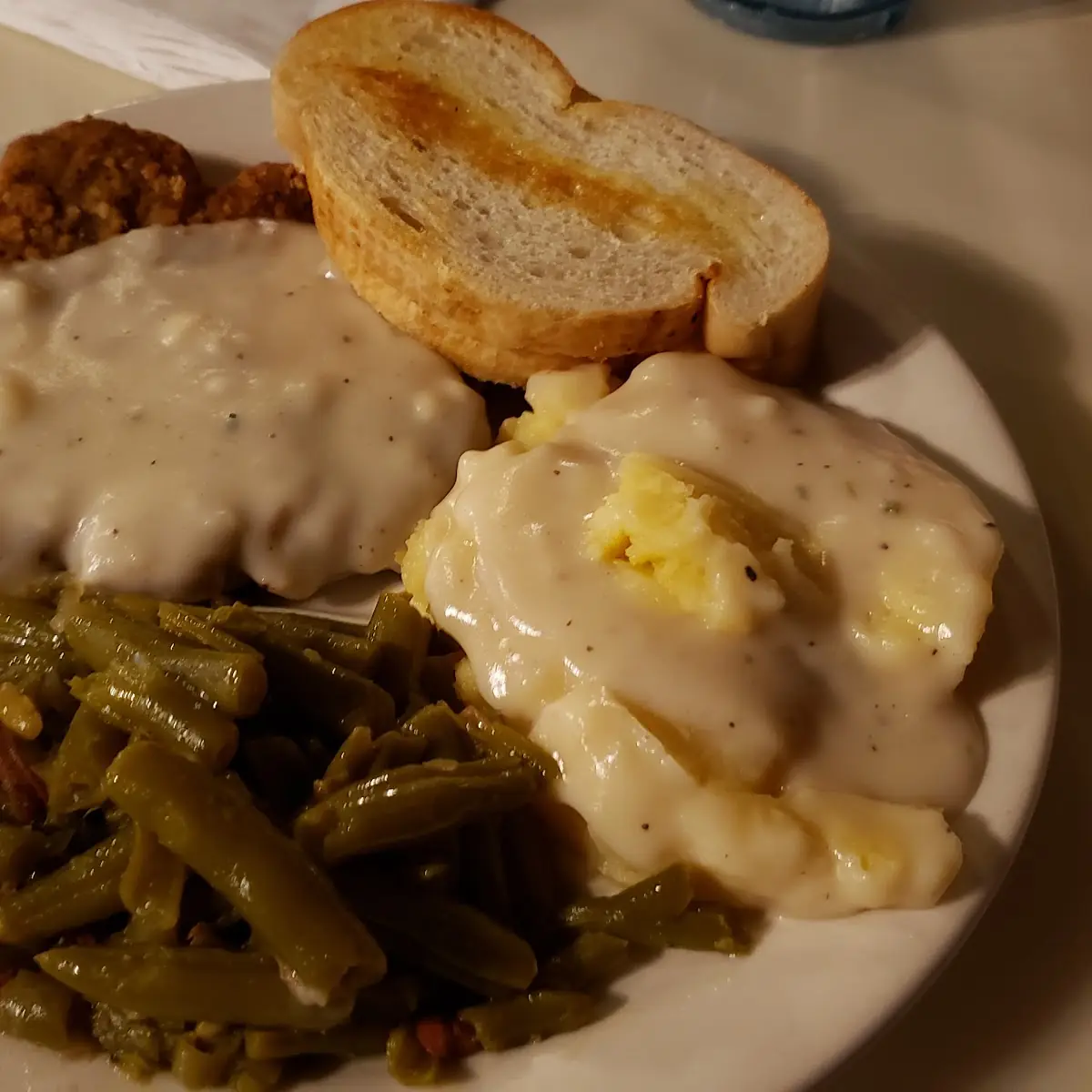 Chicken Fried Steak Mashed Potatoes & Gravy and Green Beans