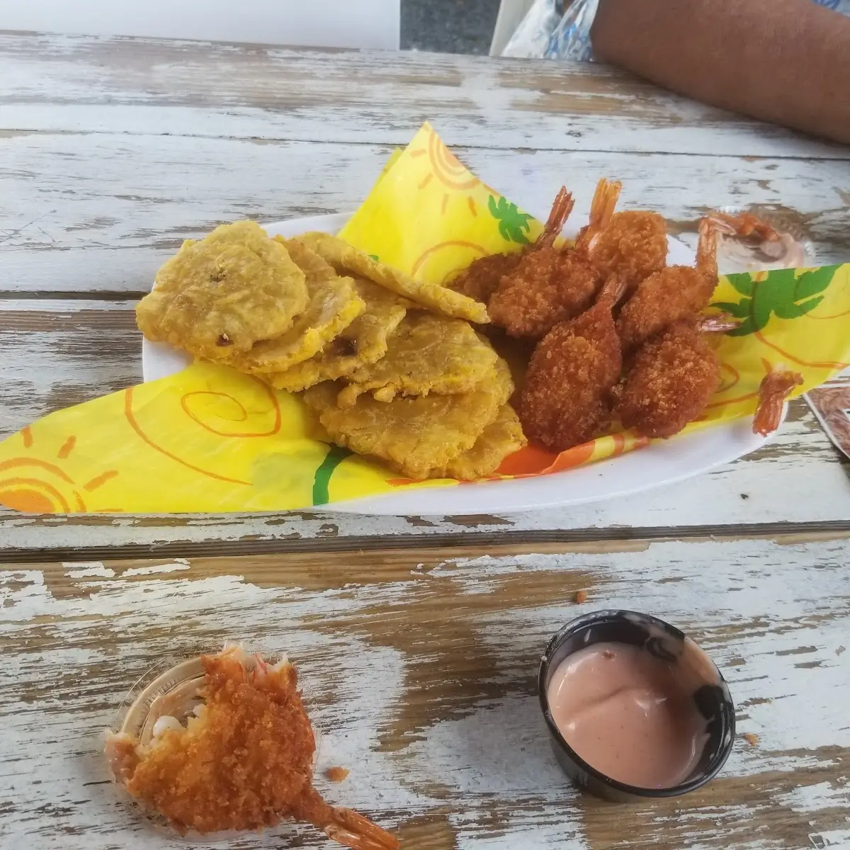 Breaded Shrimp and Tostones