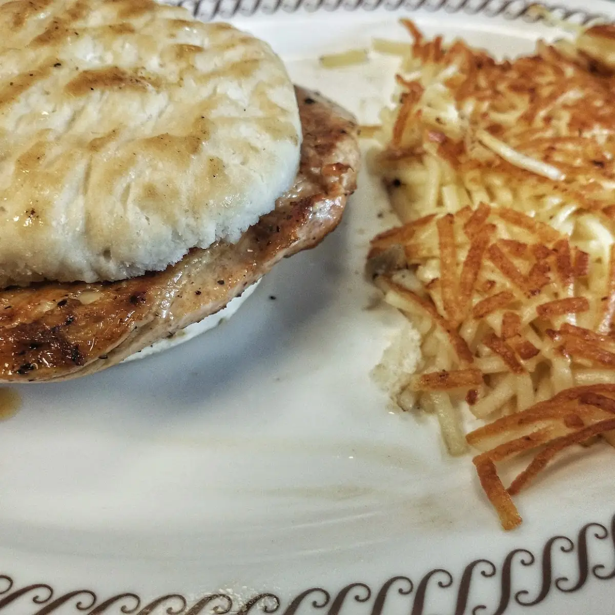 Grilled Chicken Biscuit with Hash Browns