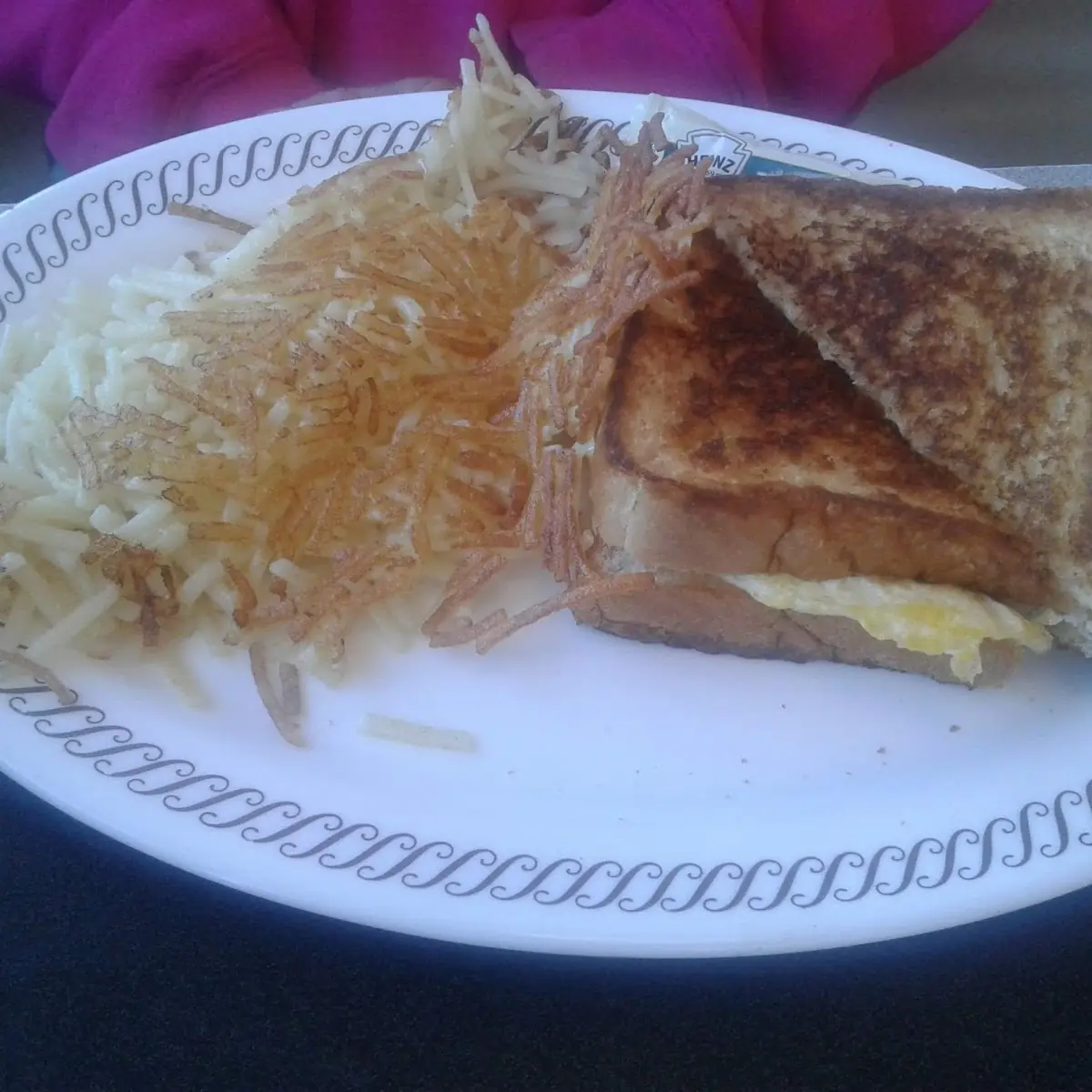 Egg Sandwich and Hash Browns