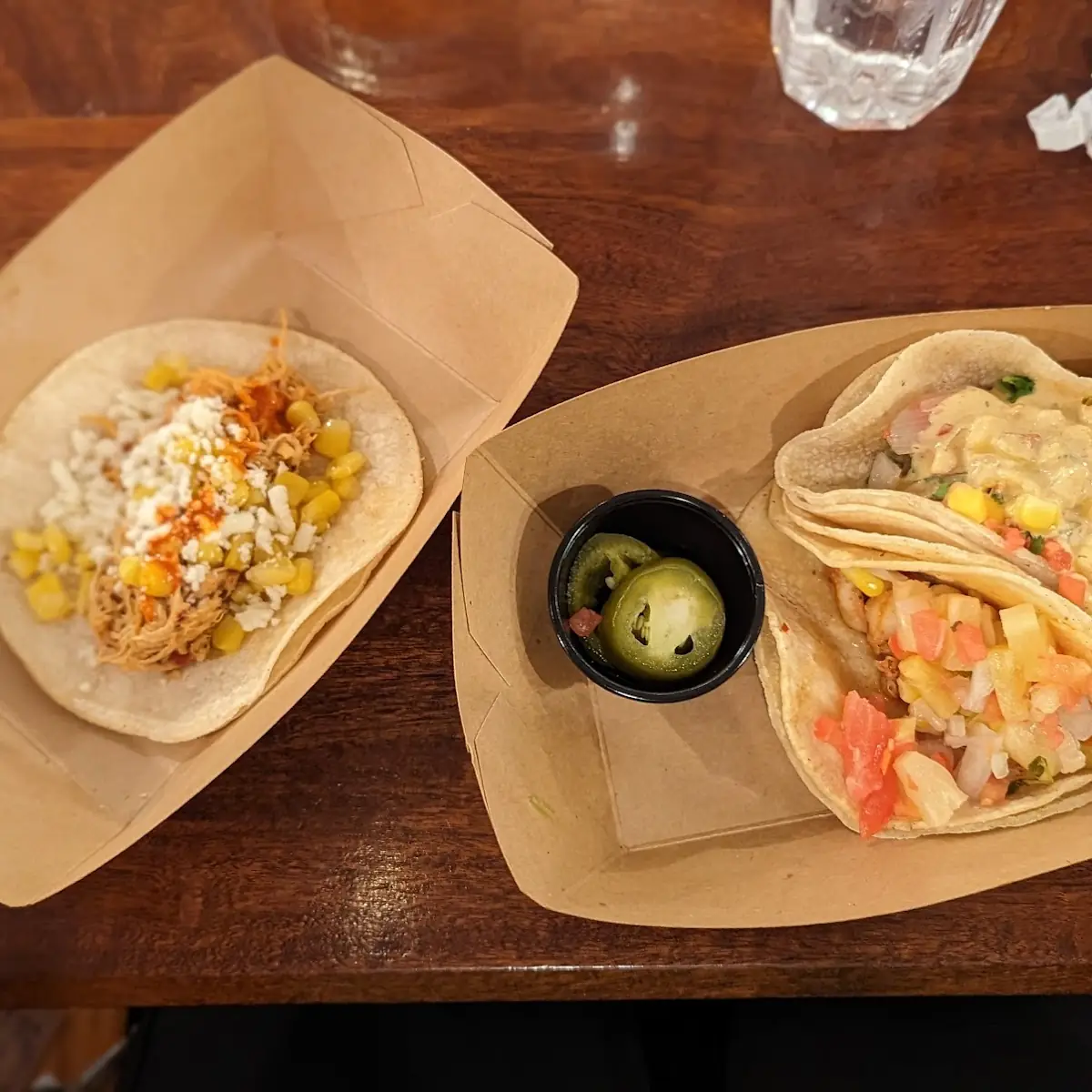Pulled Chicken Fried Fish and Shrimp Tacos