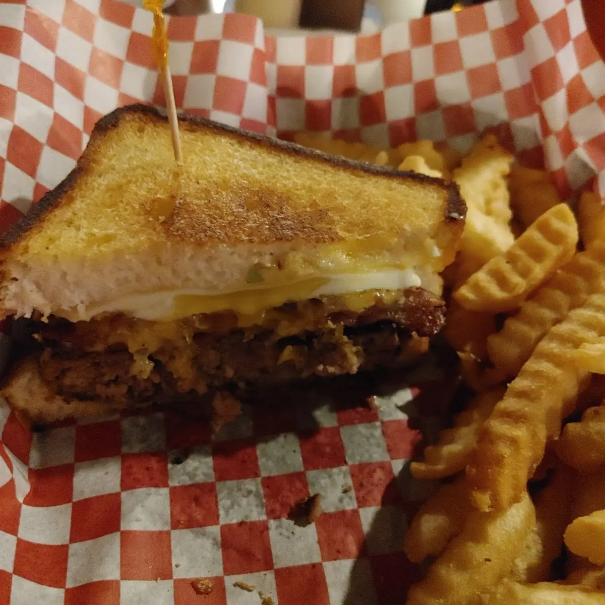 Snooze Button Burger with Fries