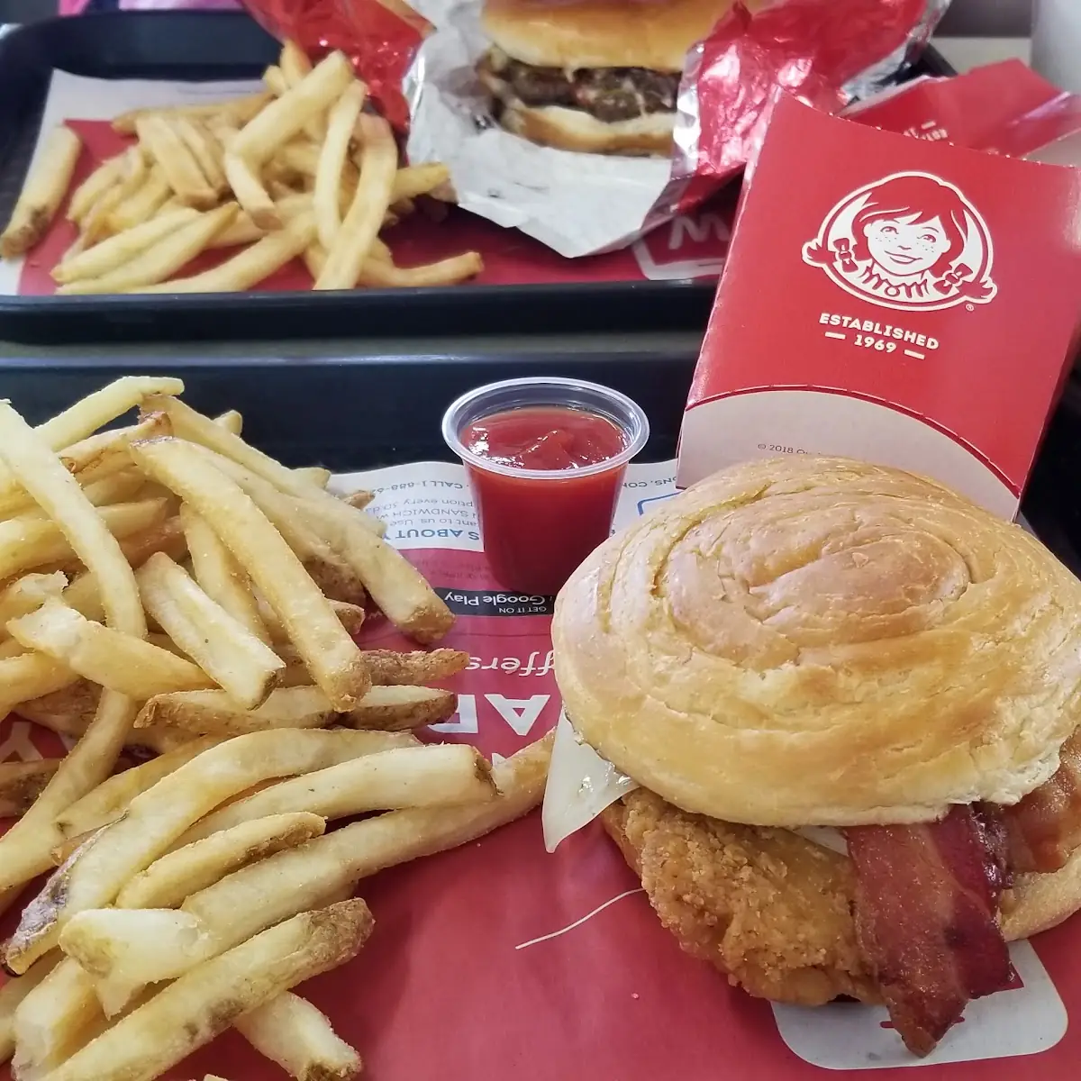 Chicken Bacon Maple Sandwich and Fries