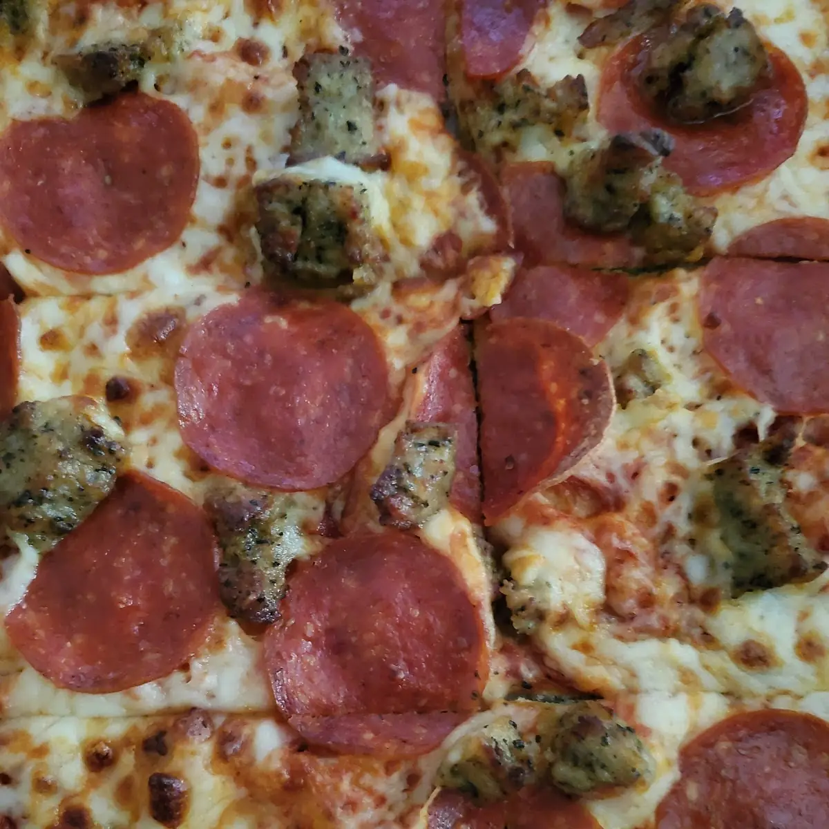 Pepperoni and Italian Sausage Pizza