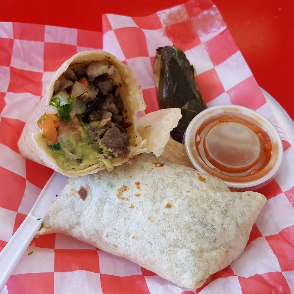 6. Cheese Enchilada and Shredded Beef Burrito