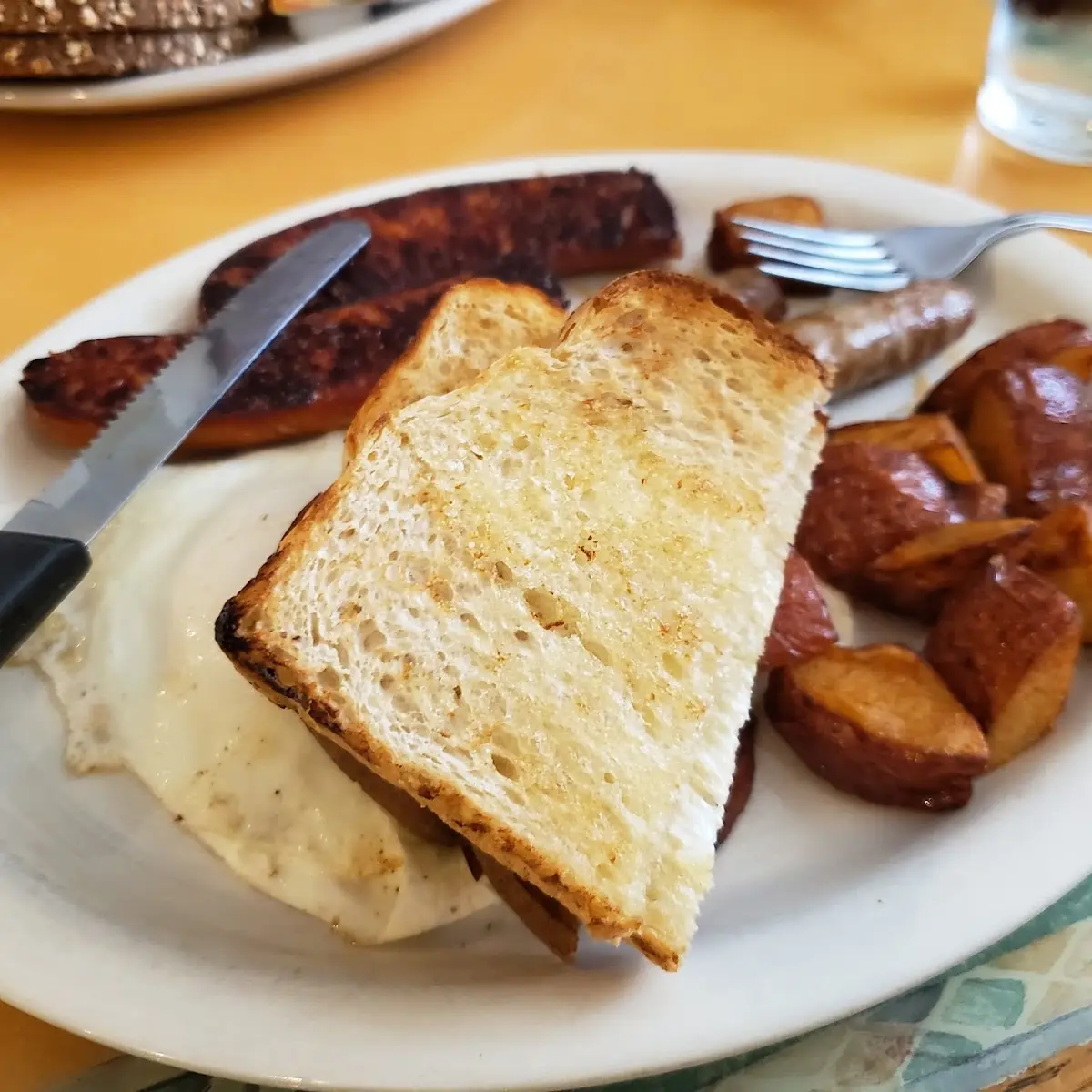 Two Eggs over with Linguica