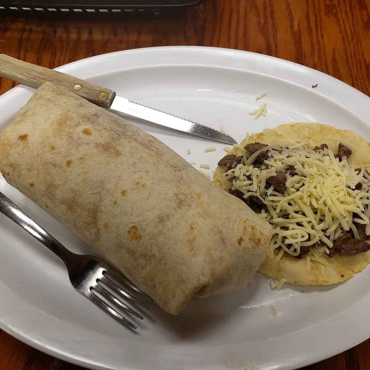 Asada Burrito with an Asada Taco