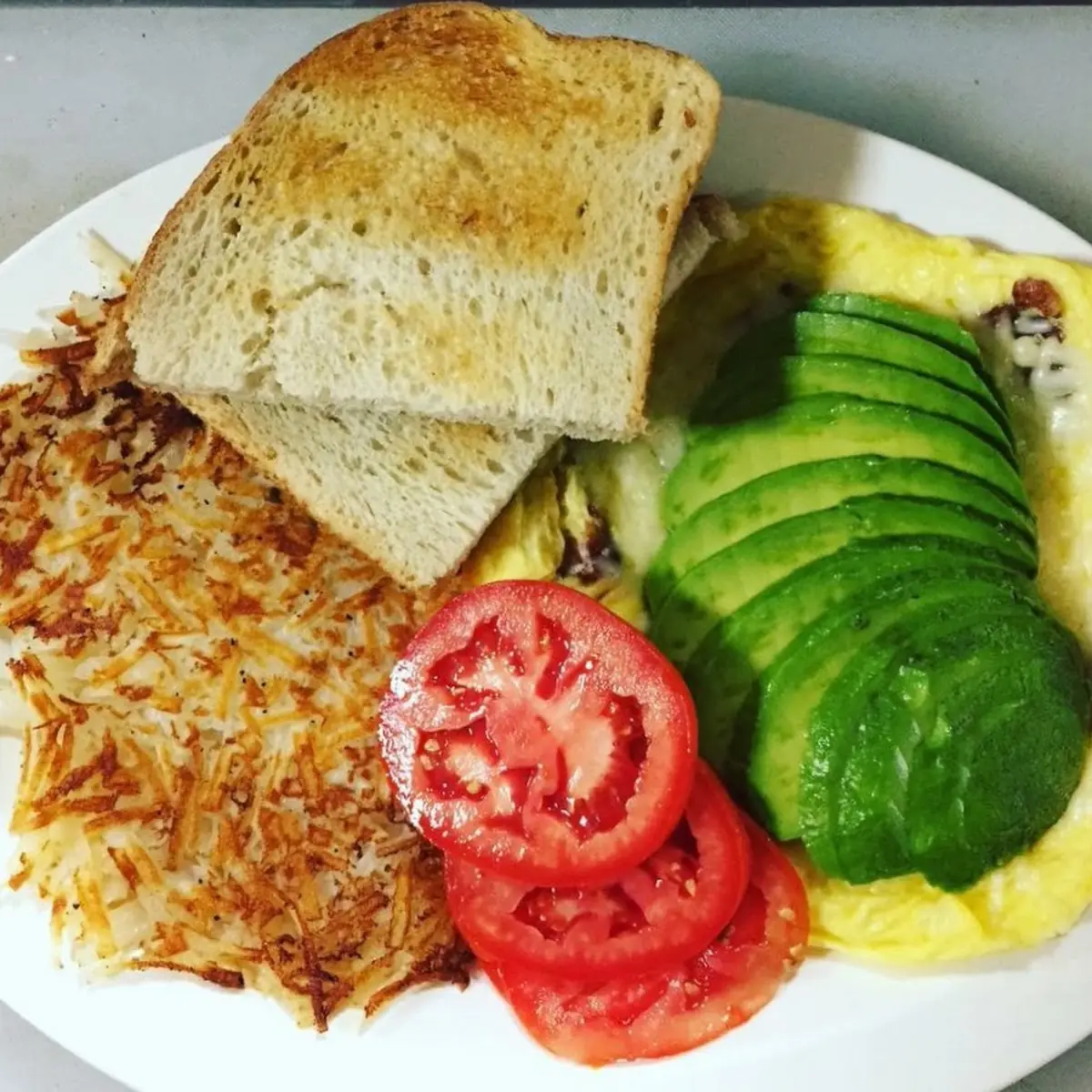 Eggs Hash Browns and Toast