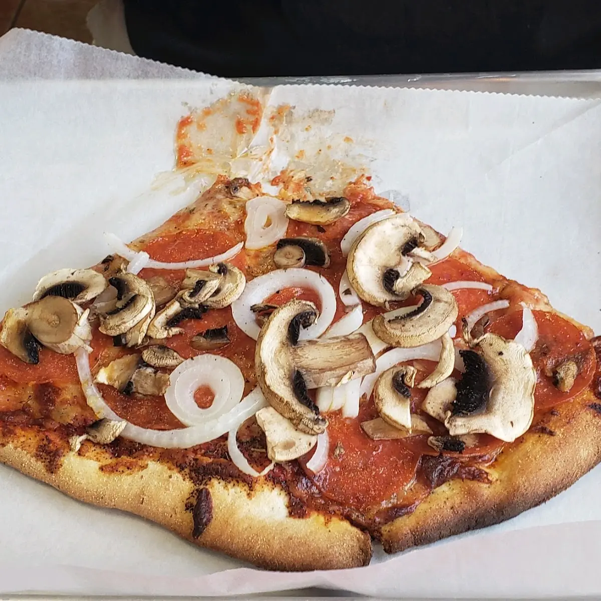 Mushroom Onion and Pepperoni Pizza
