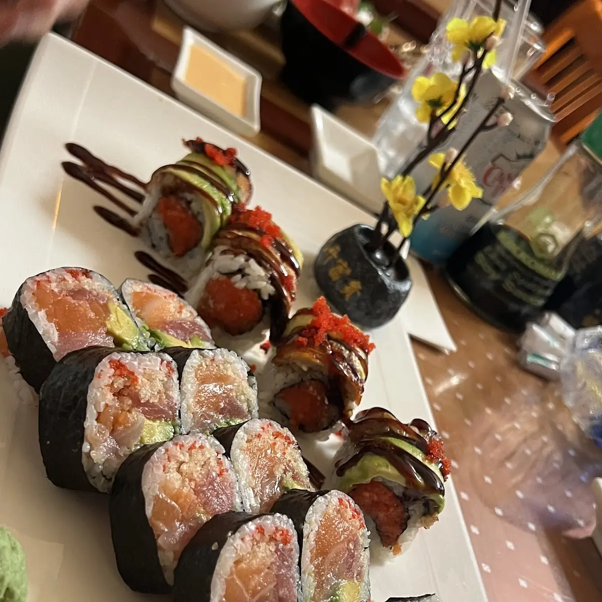 Eel Roll and Sapporo Roll with Regular Leafs