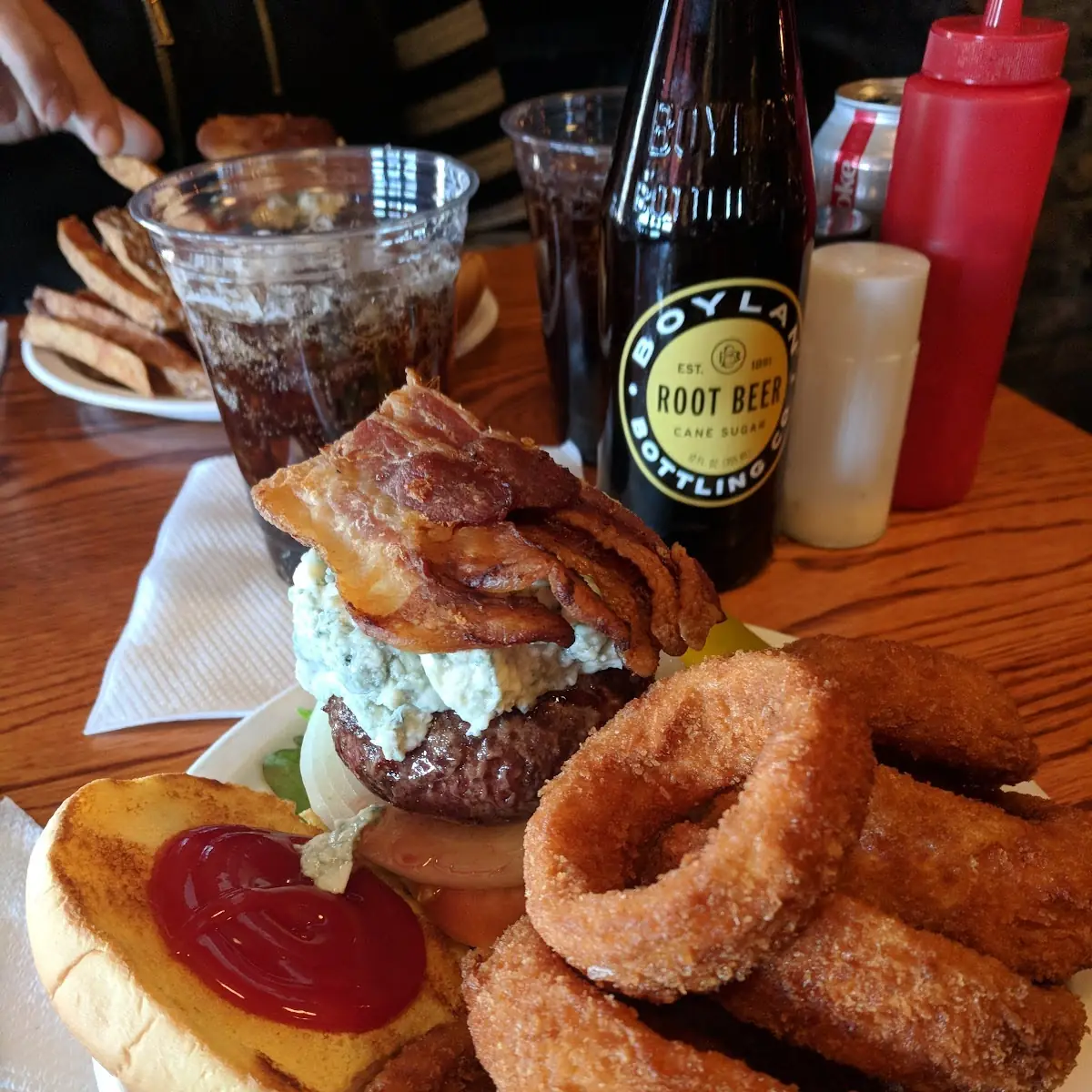 Burger and Onion Rings