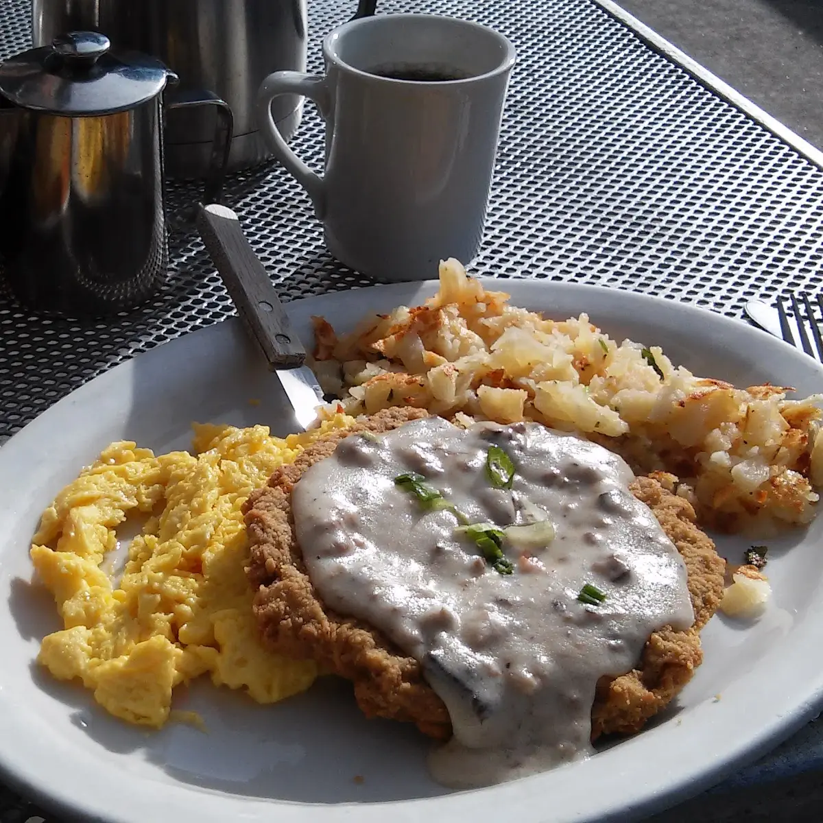 Chicken Fried Steak with Scrambled Eggs