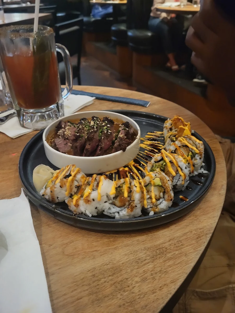 4oz Prime Sirloin Aburi Salmon Press