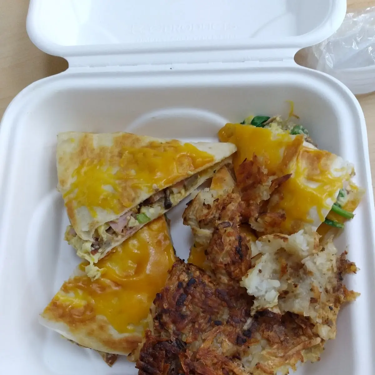 Cheesy Breakfast Quesadilla with Hash Browns