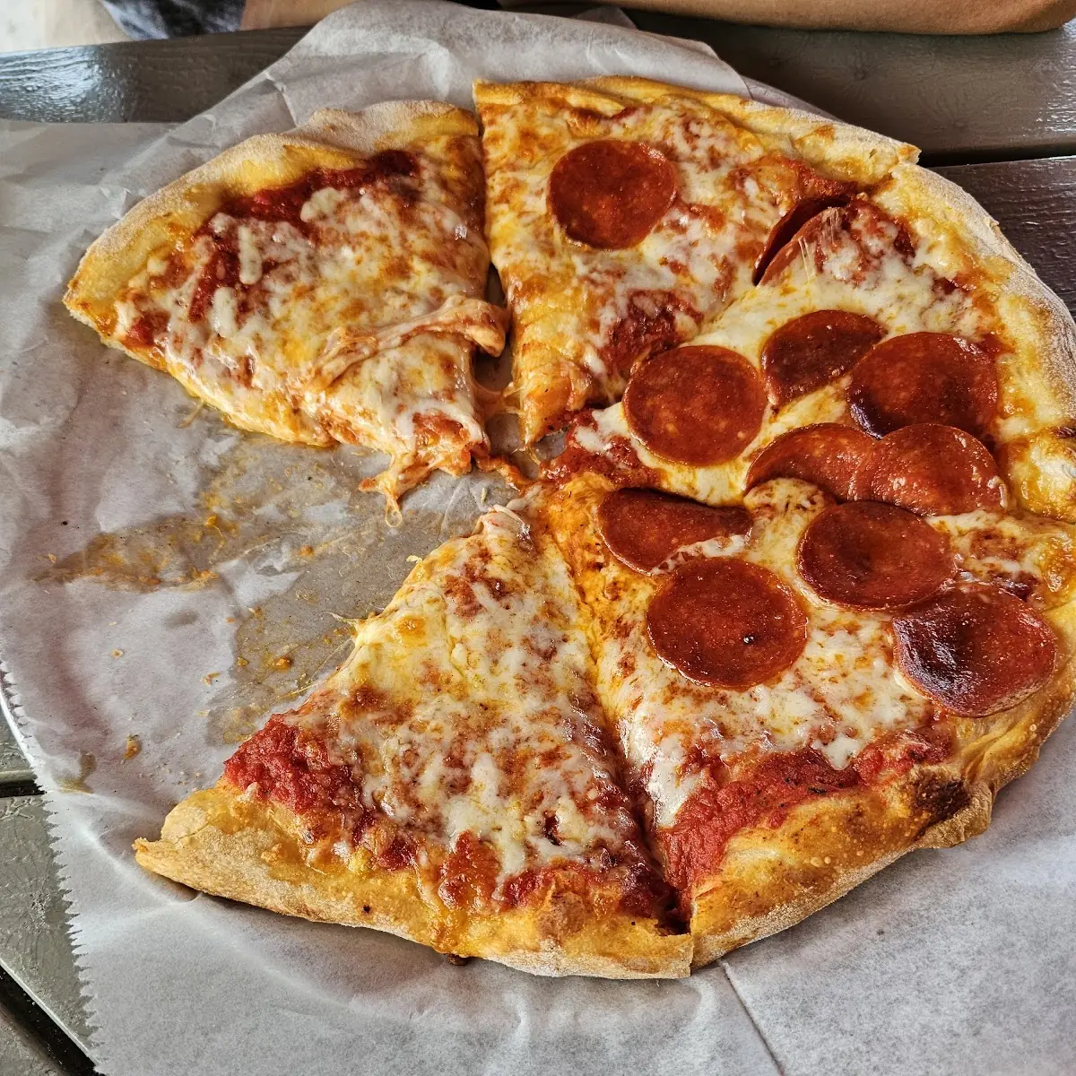 Personal Pizza 1 2 Cheese and 1 2 Pepperoni Pizza