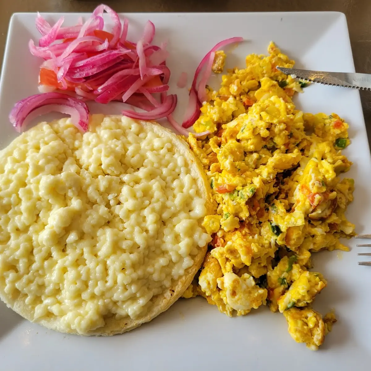 Scrambled Eggs and Cheese Arepa