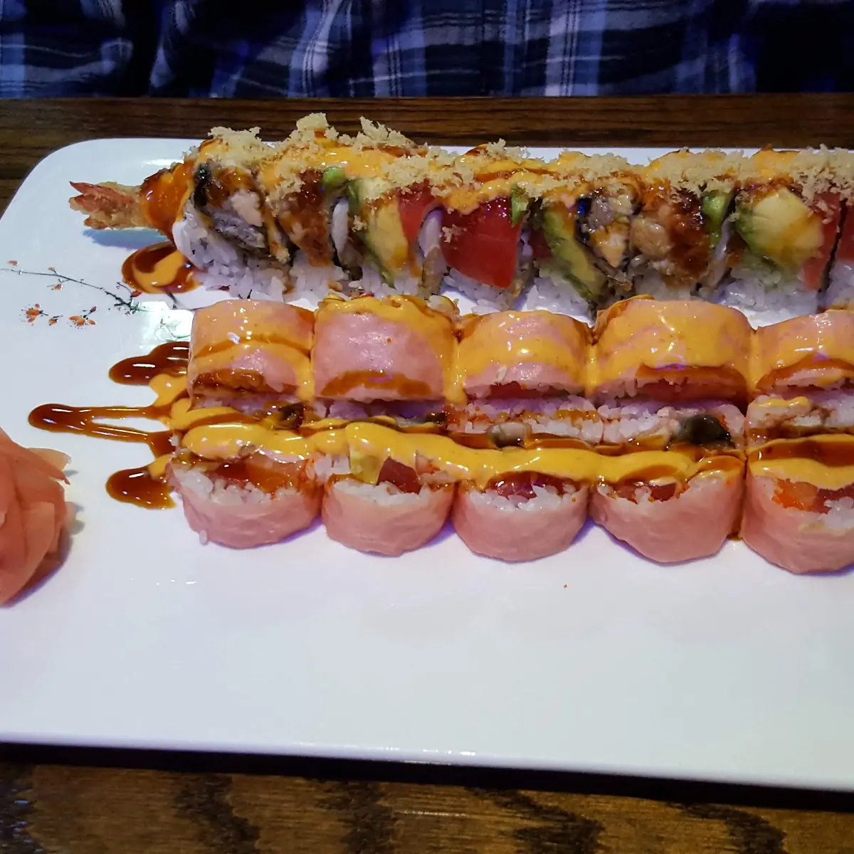 Salmon Roll and Salmon Sashimi