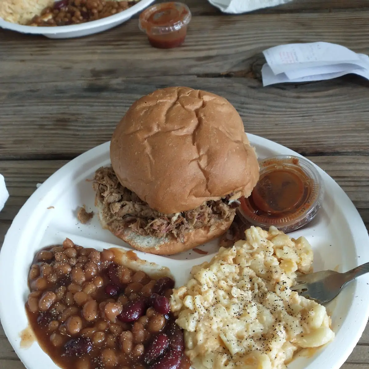 Pulled Pork Sandwich Mac and Cheese Baked Beans