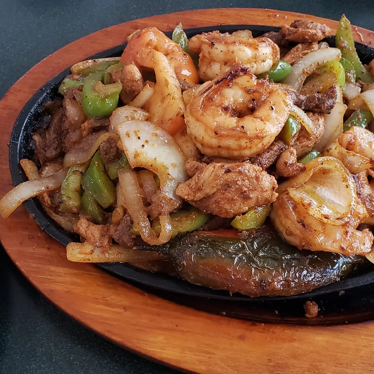 Chicken Shrimp and Beef Fajitas