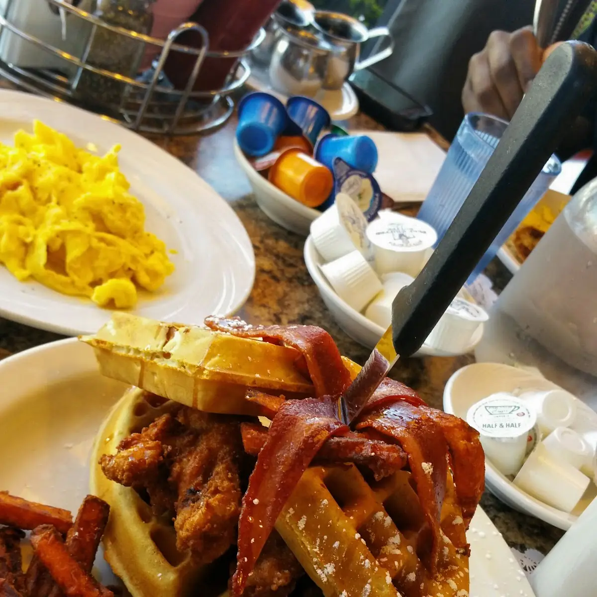 Chicken and Waffles with Turkey Bacon