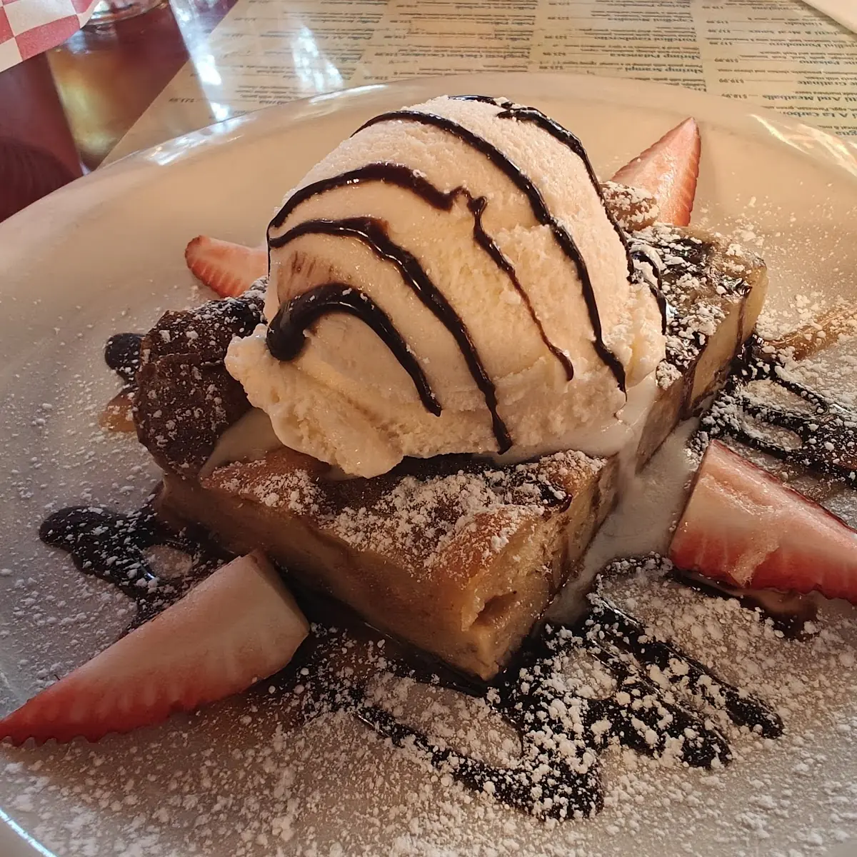 Banana Bread Pudding with Ice Cream