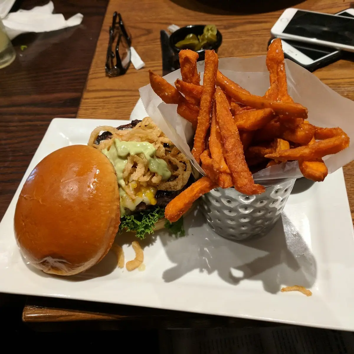 Bison Burger with Sweet Potato Fries