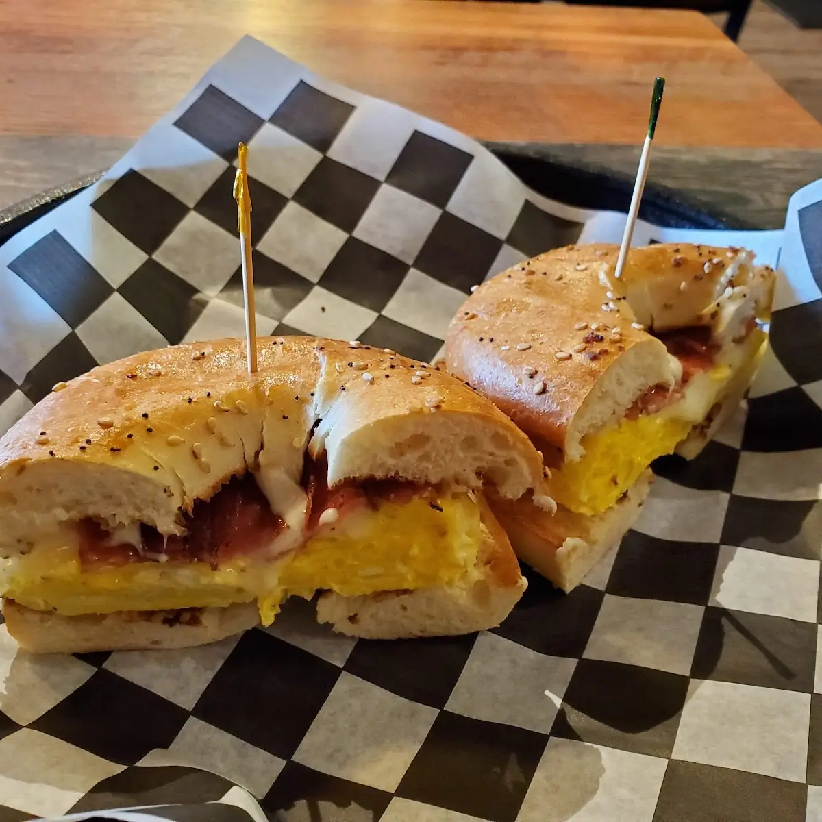 Pastrami, Egg and Cheese with a Granola Bar