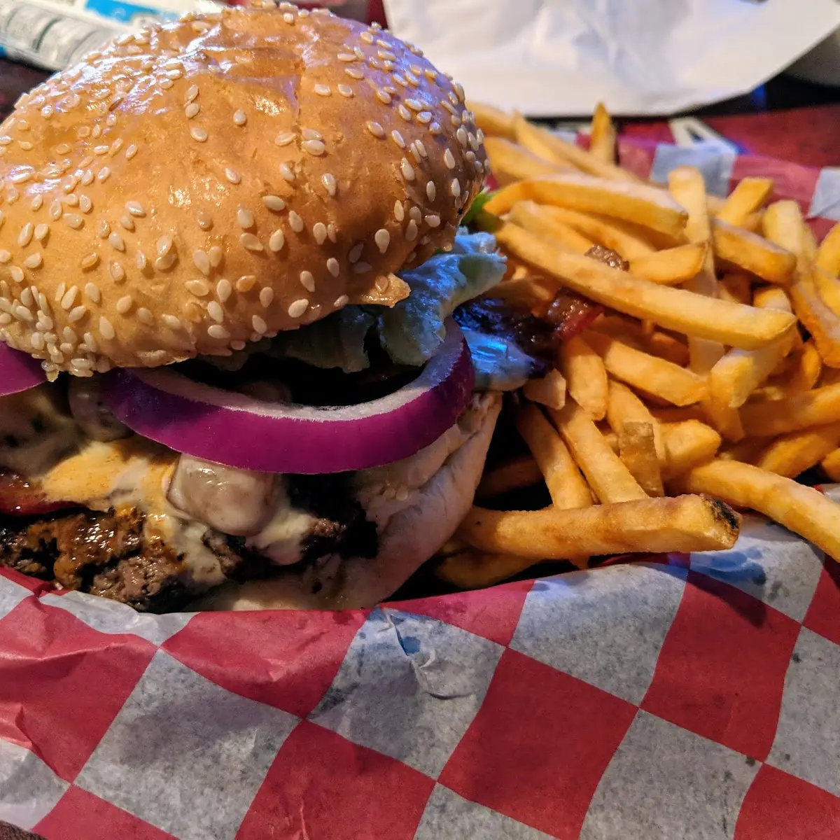 Bacon Pepper Jack Burger with Fries