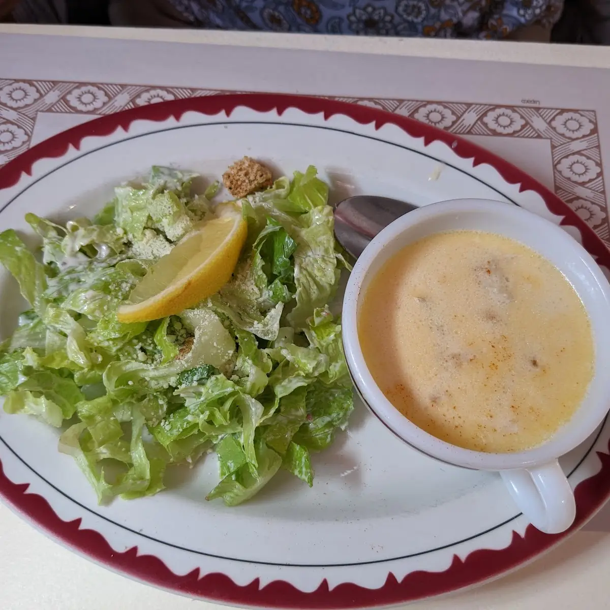 Fish Chowder and Side Caesar Salad, 45th Parallel Motel & Restaurant