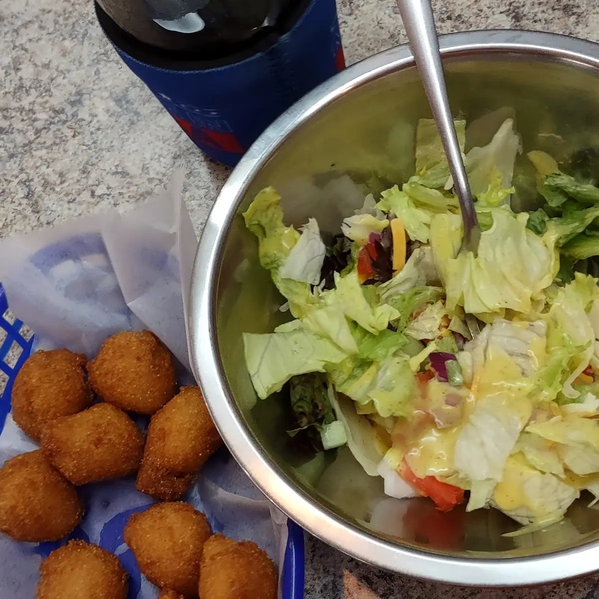 Garden Salad and Hush Puppies
