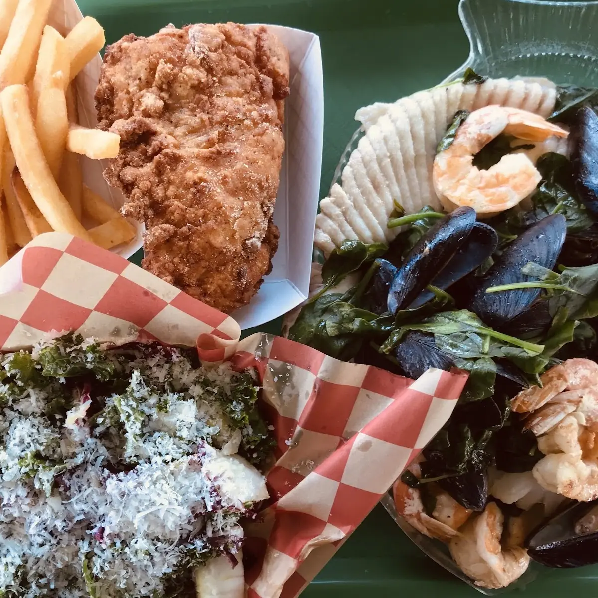 Fried Chicken Kale Salad