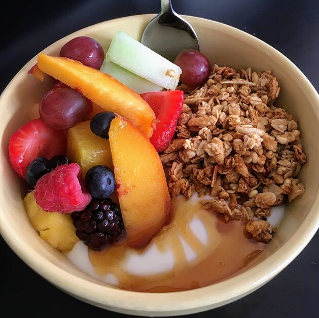 Fresh Fruit Granola Yogurt and Honey