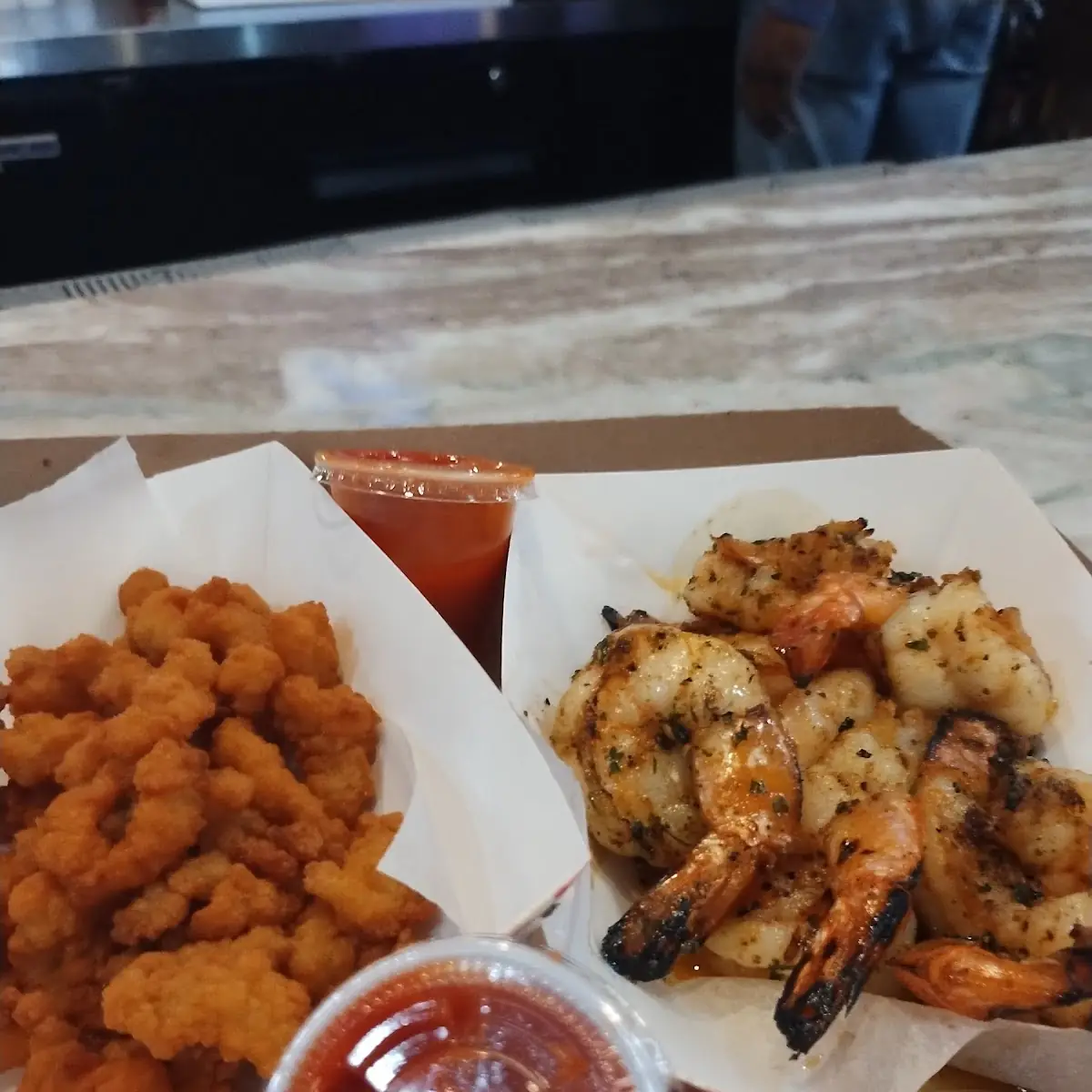 Clam Strips Grilled Shrimp