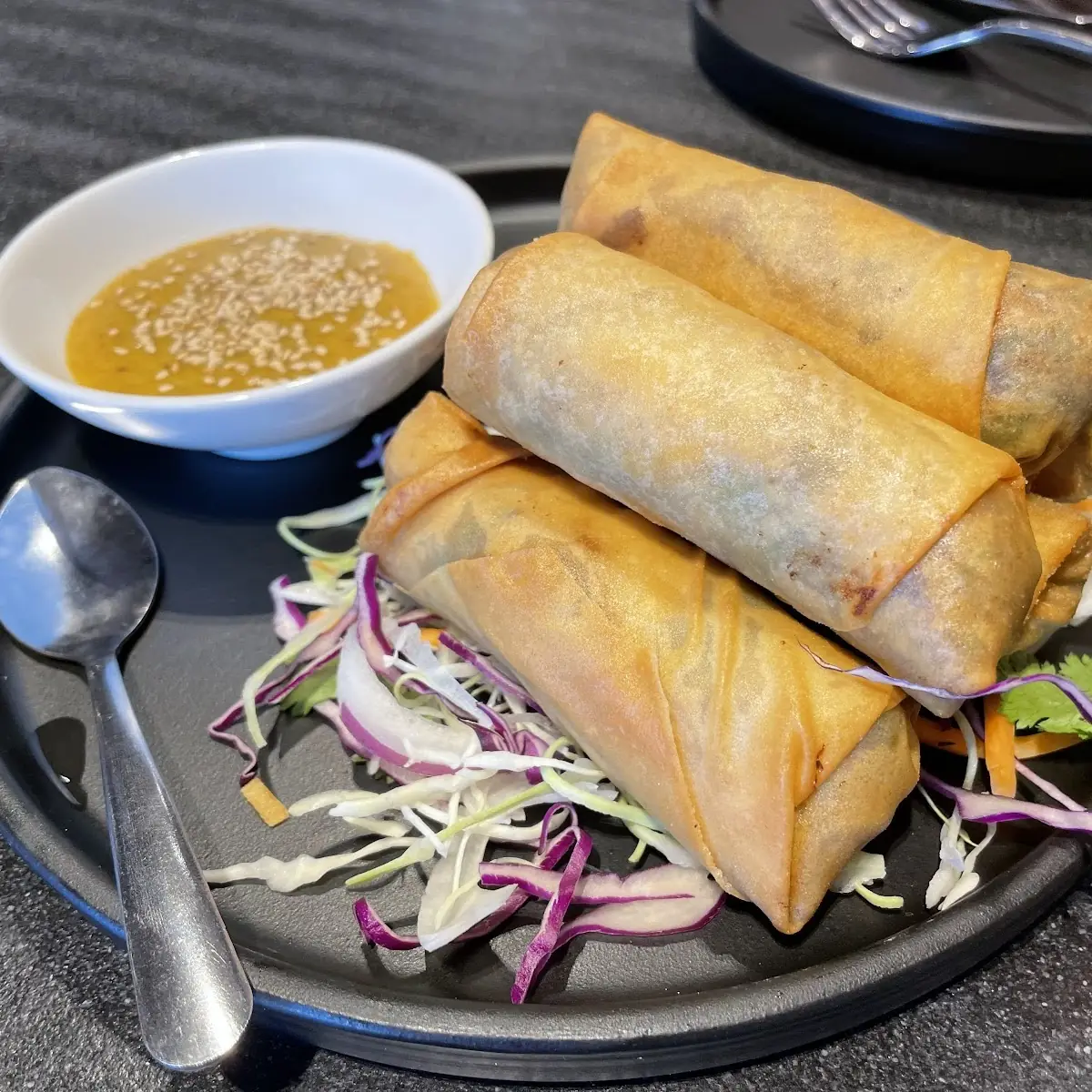 Golden Fried Spring Rolls with Dipping Sauce