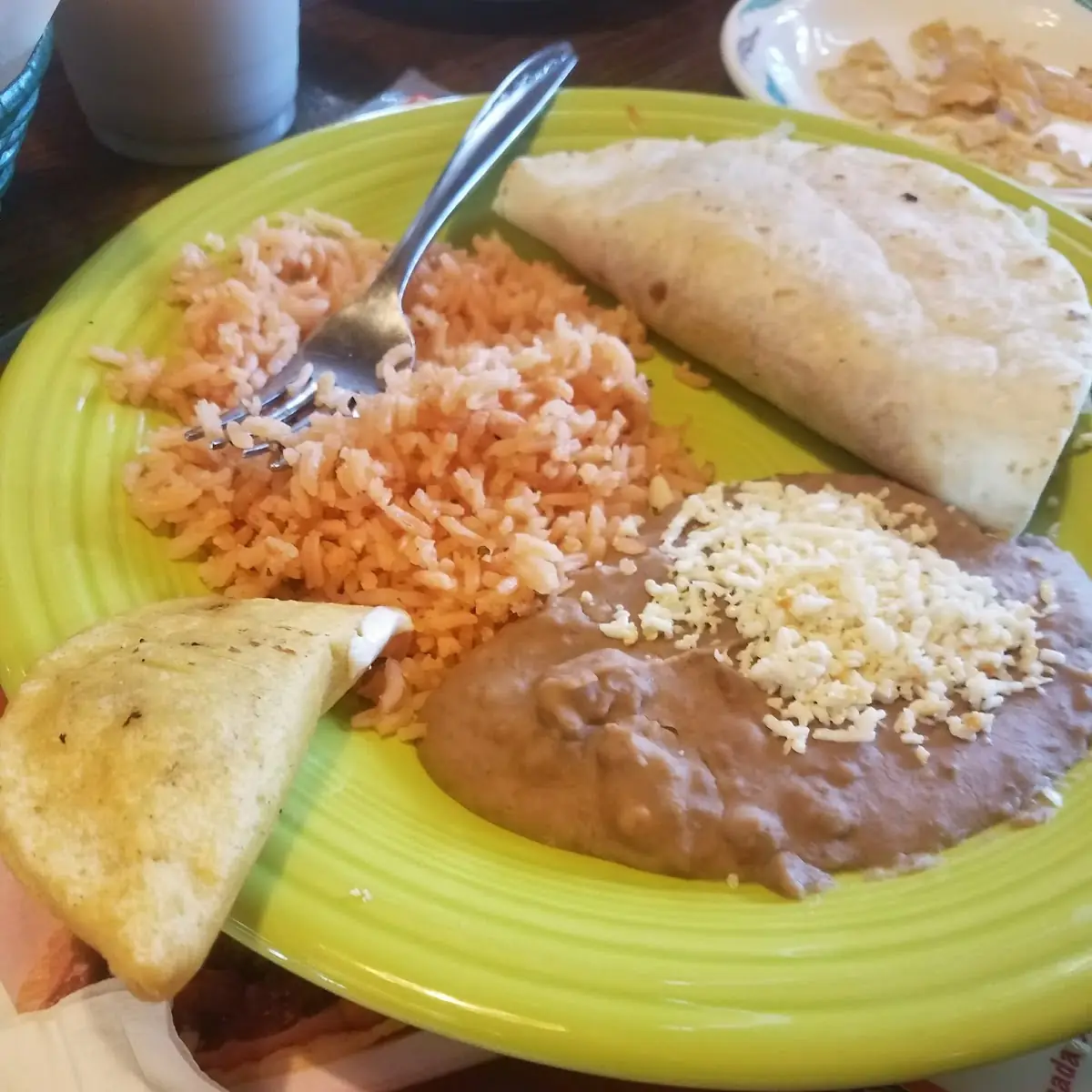 Carnitas Tacos Rice and Beans