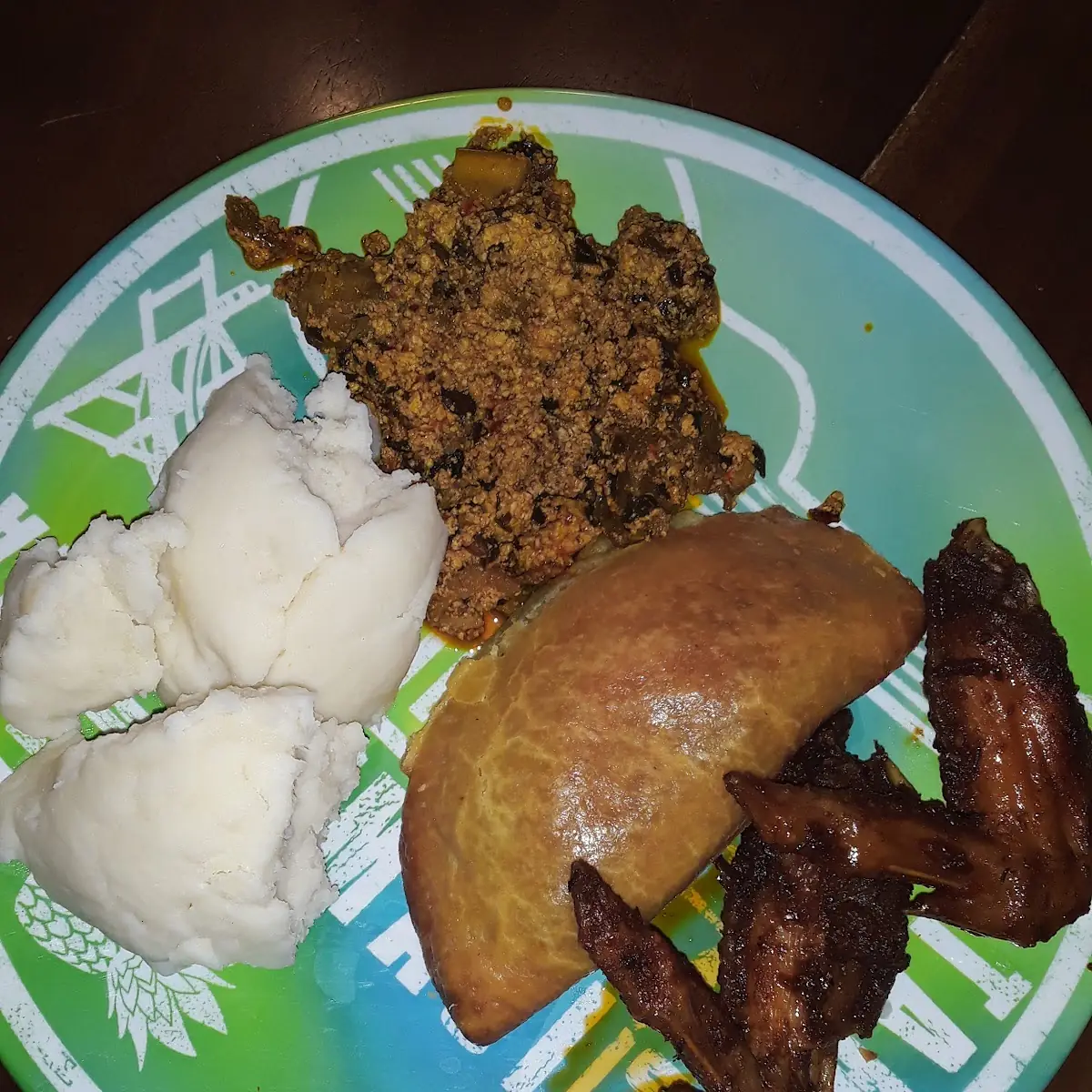 Okro with assorted meat and poundo(fufu)