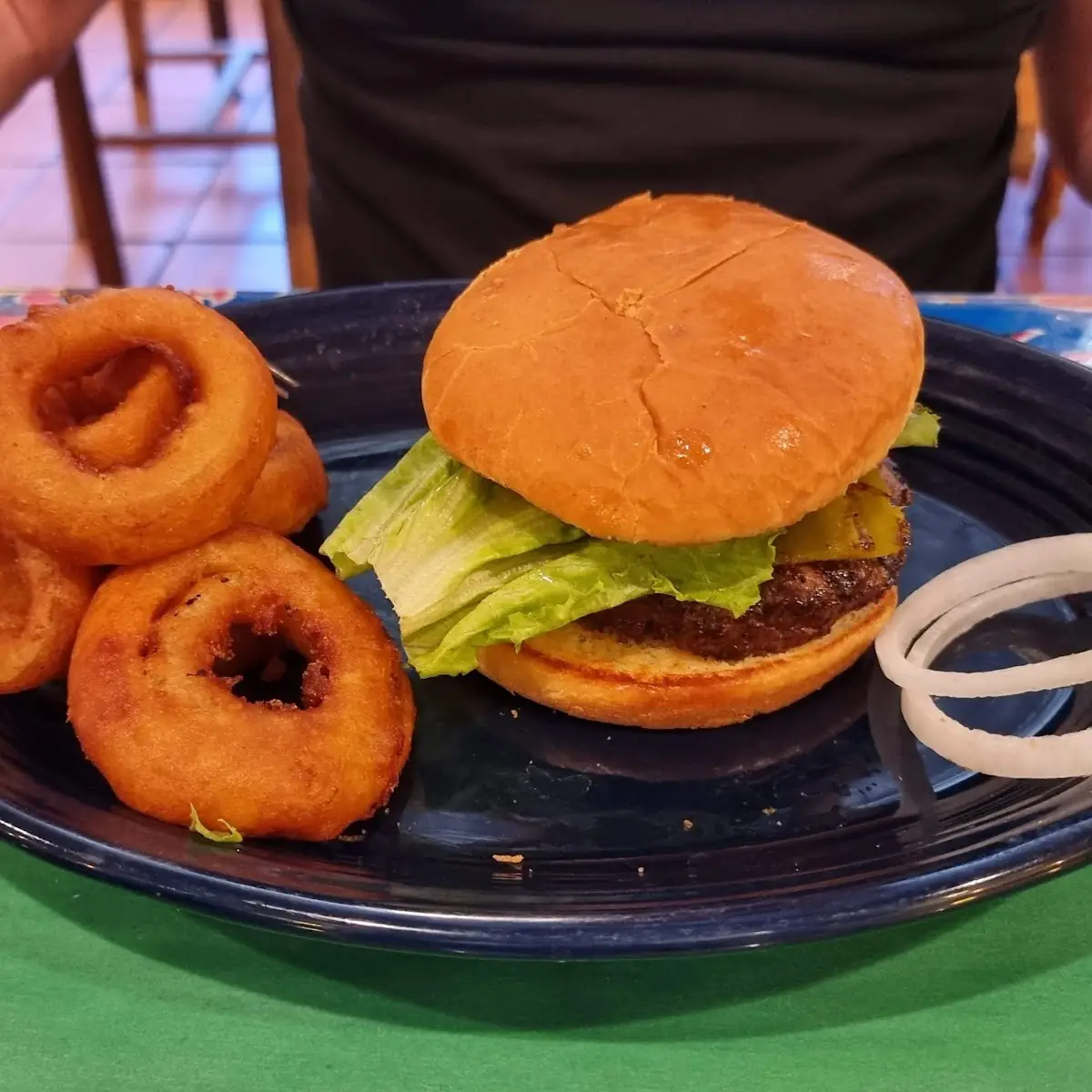 Arizona Burger with Onion Rings