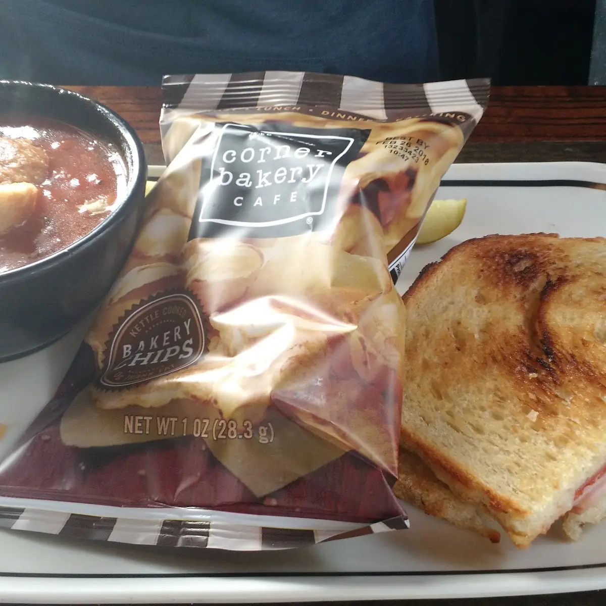 Vegetable Soup with 1 2 Panini and Chips