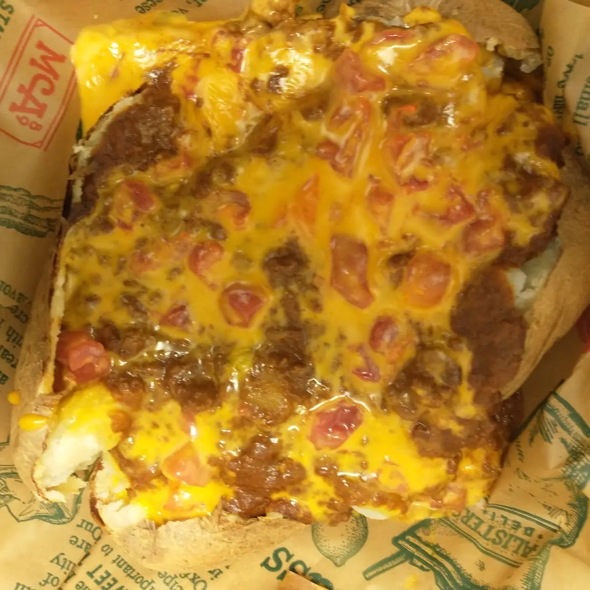 Just a Spud with Chili and Rotel Cheese Dip
