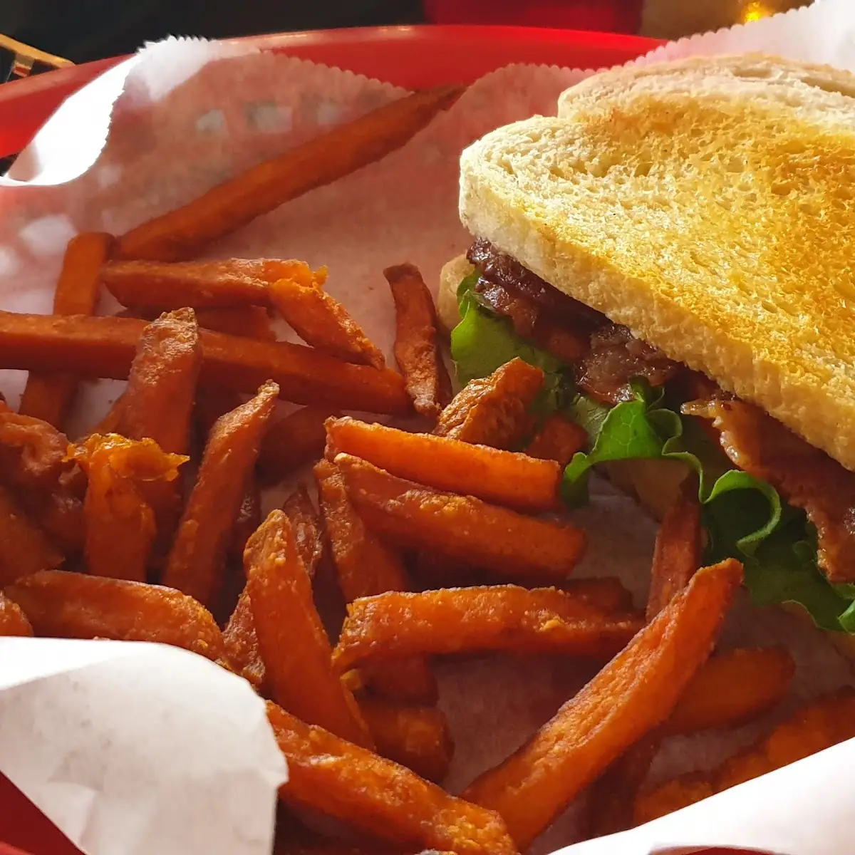 blt with Sweet Potato Fries