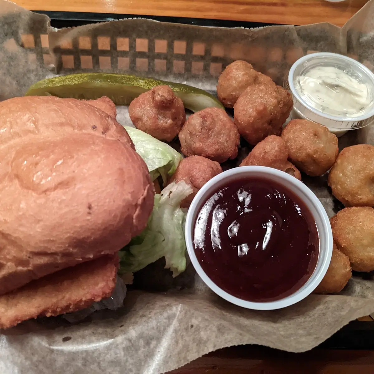 Haddock Sandwich with Deep Fried Mushrooms