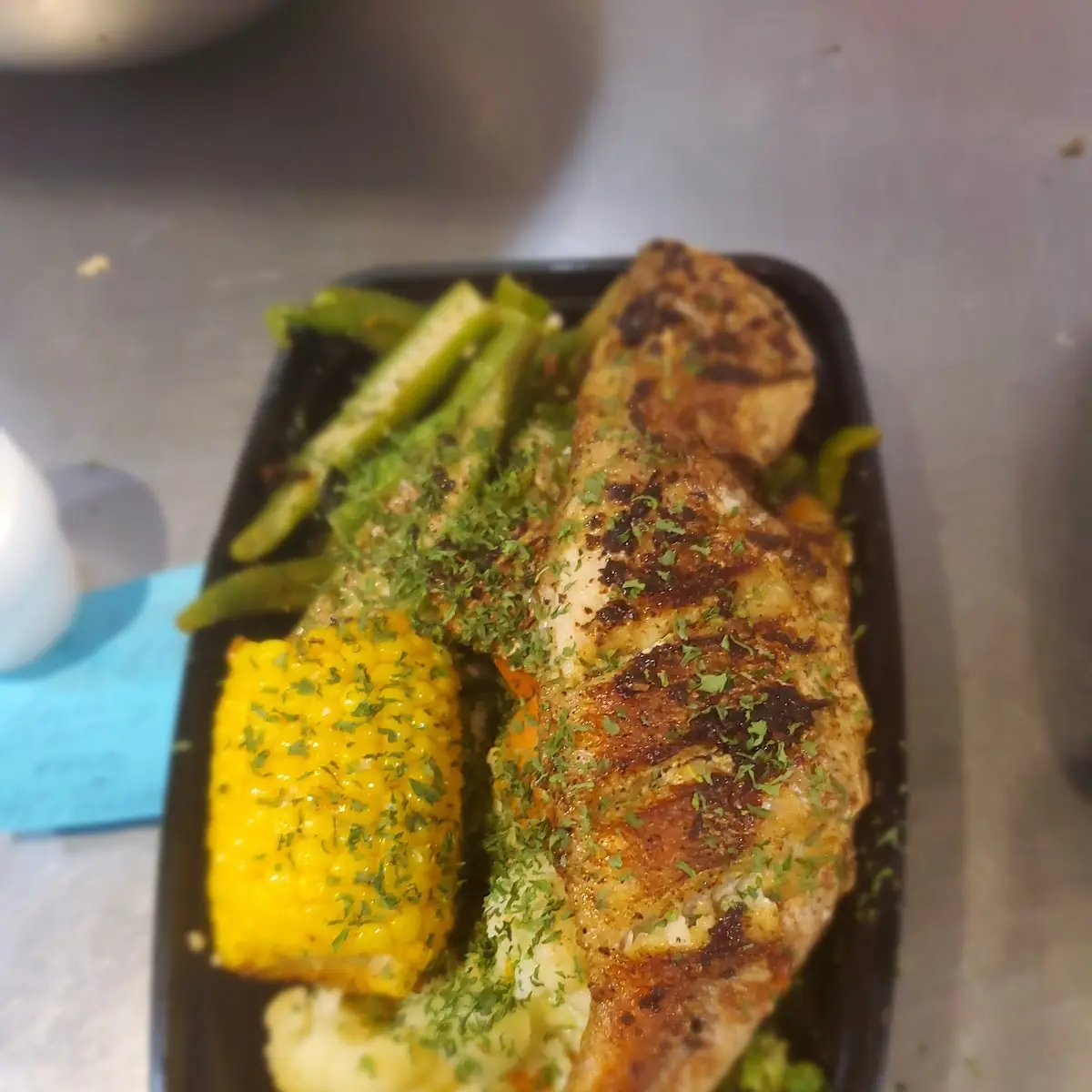 Snapper Okra and Mix Veg