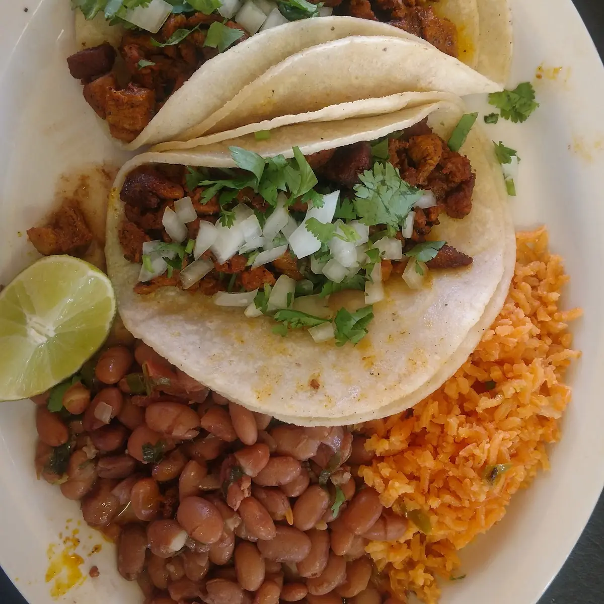 Pastor Tacos w Rice & Beans