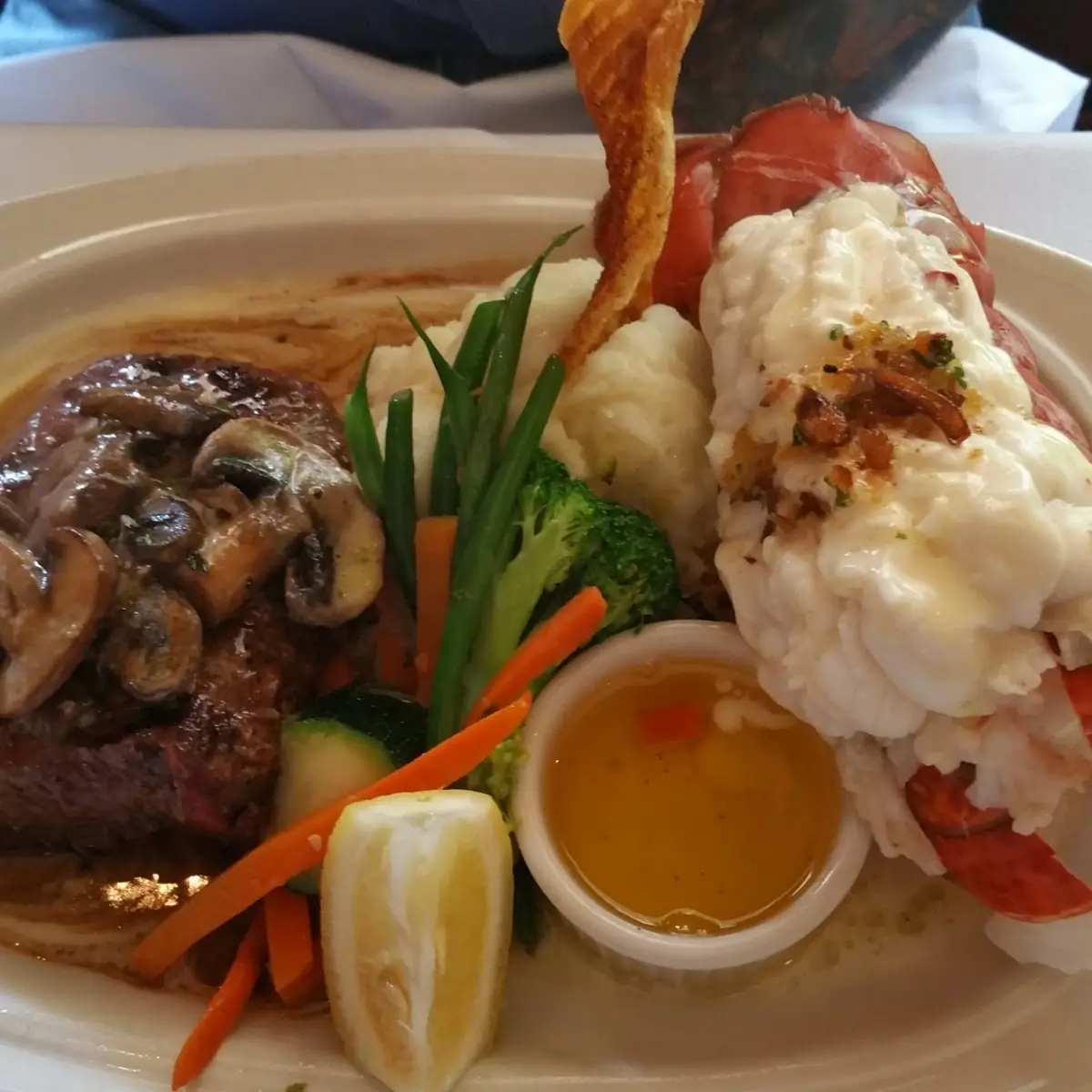 Flat Iron Steak and Lobster Entrée