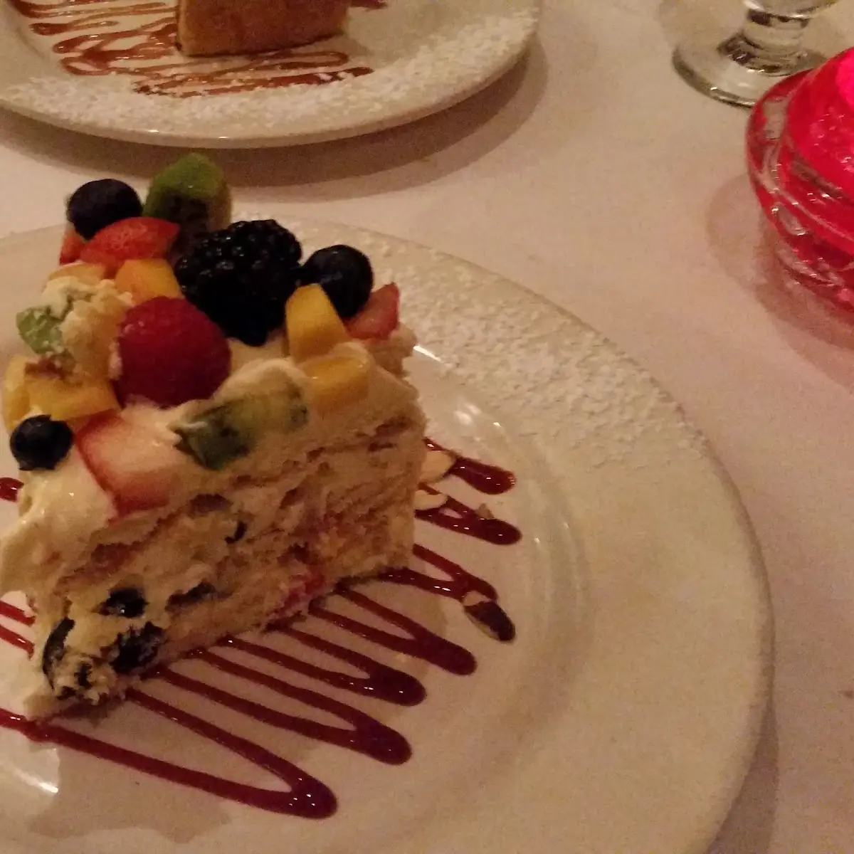 Vanilla Mousse Cake with Fresh Fruit & Almonds