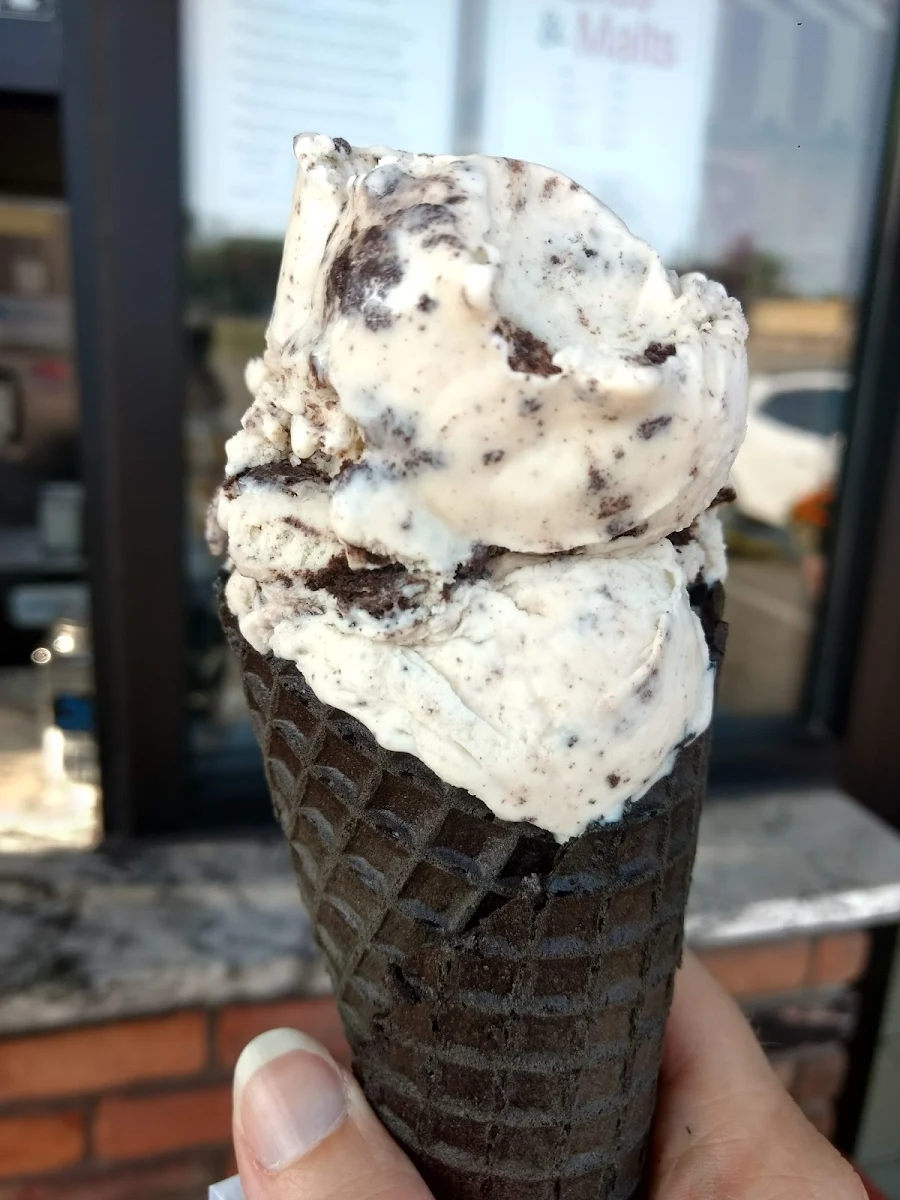 Cookies & Cream in a Black Waffle Cone