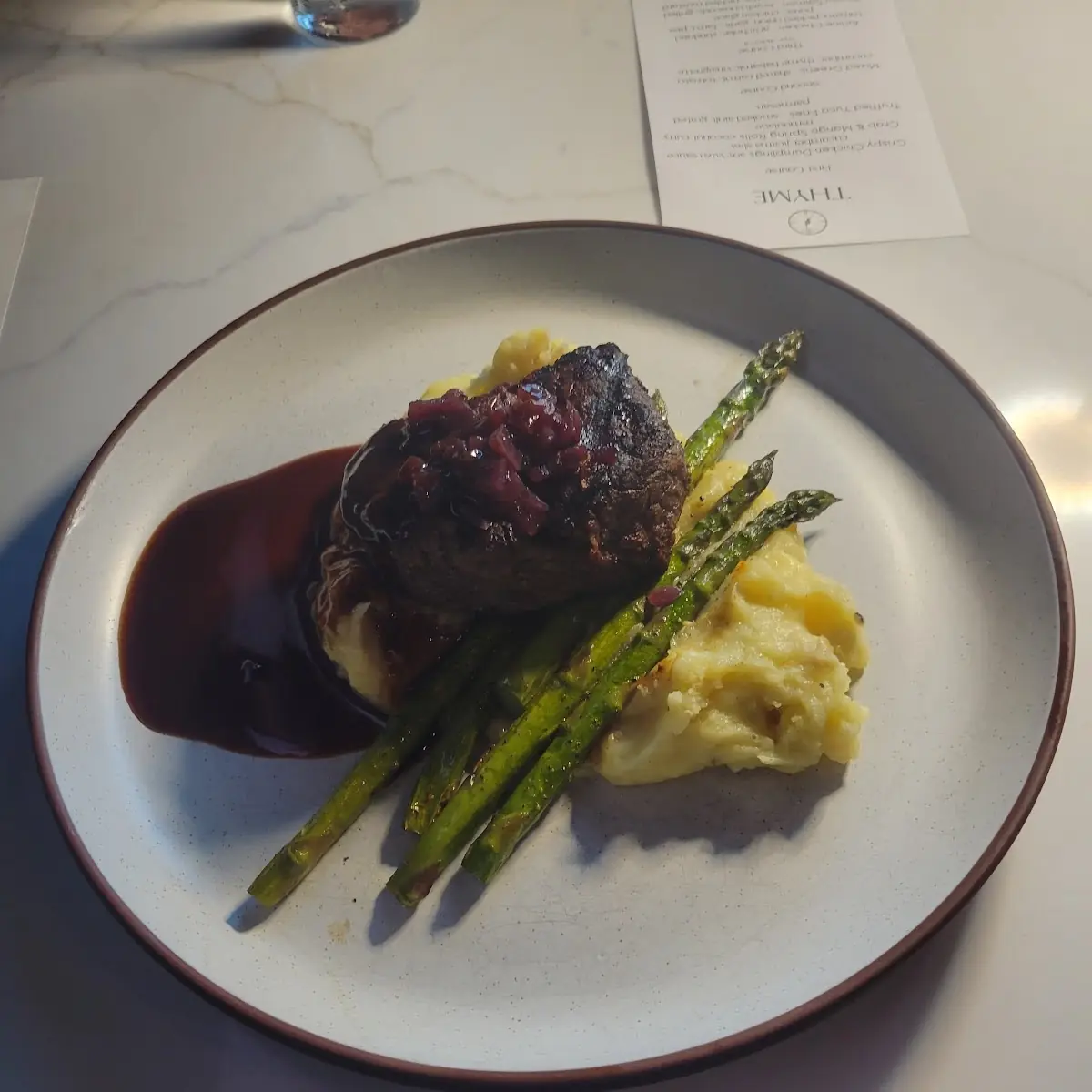 Filet with Asparagus and Mashed Potatoes