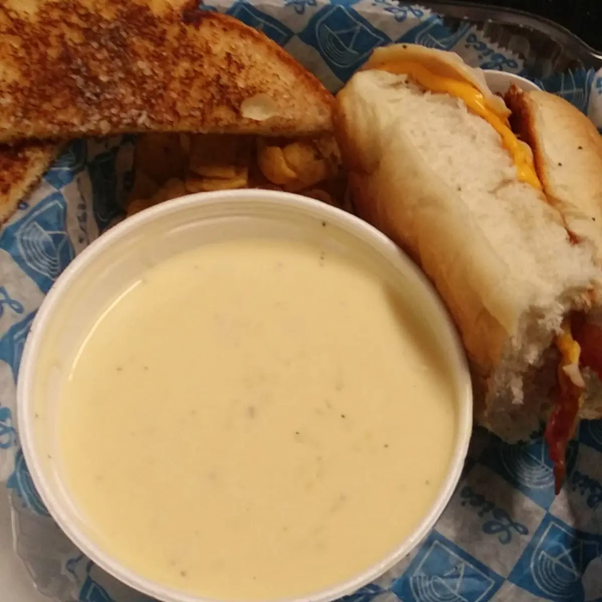 Potato Soup and Turkey Bacon Club