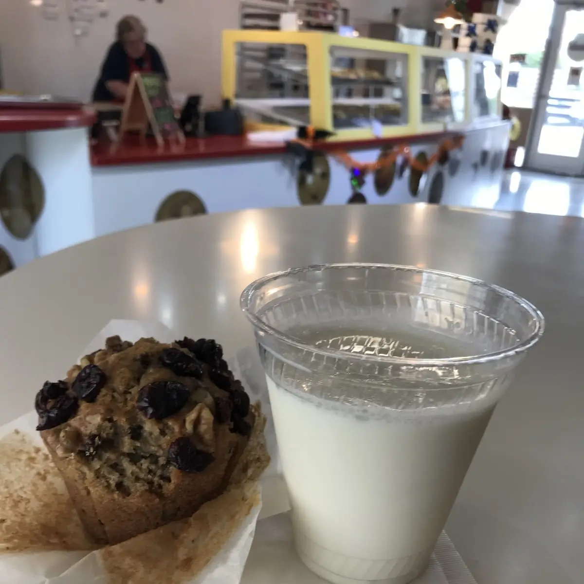 Cranberry Nut Muffin with Cold Milk